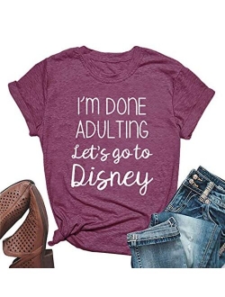 HDLTE Women I'm Done Adulting T Shirt Short Sleeve Female Casual Summer Vacation Tops Tee