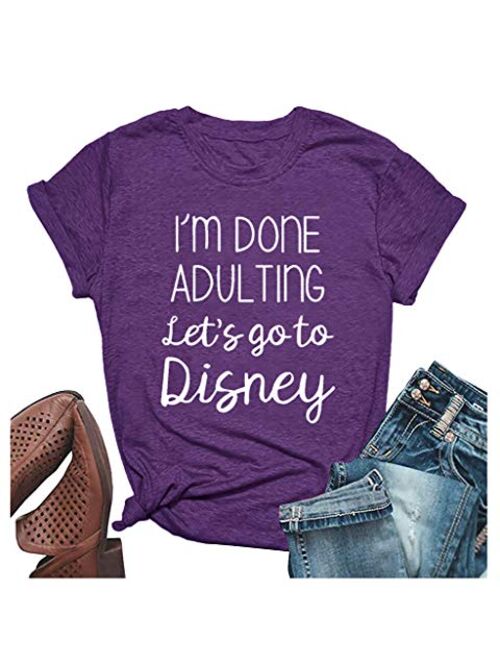 HDLTE Women I'm Done Adulting T Shirt Short Sleeve Female Casual Summer Vacation Tops Tee