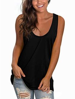 XIEERDUO Women's Basic U Neck Tank Tops Summer Sleeveless Shirts Casual Loose Fit