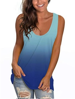 XIEERDUO Women's Basic U Neck Tank Tops Summer Sleeveless Shirts Casual Loose Fit