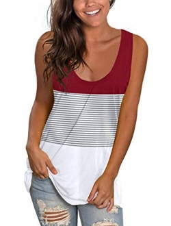 XIEERDUO Women's Basic U Neck Tank Tops Summer Sleeveless Shirts Casual Loose Fit