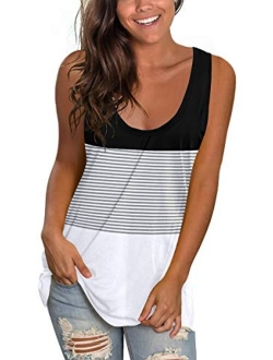 XIEERDUO Women's Basic U Neck Tank Tops Summer Sleeveless Shirts Casual Loose Fit