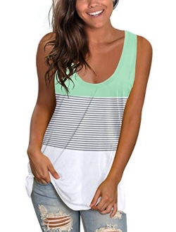 XIEERDUO Women's Basic U Neck Tank Tops Summer Sleeveless Shirts Casual Loose Fit