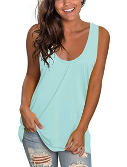 XIEERDUO Women's Basic U Neck Tank Tops Summer Sleeveless Shirts Casual Loose Fit