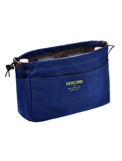 Vercord Canvas Handbag Organizers, Sturdy Purse Insert Organizer Bag in Bag, 10 Pockets 7 Colors 2 Sizes