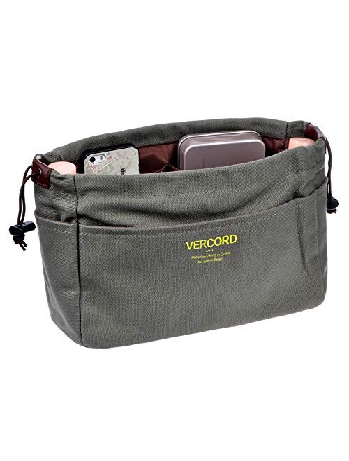 Vercord Canvas Handbag Organizers, Sturdy Purse Insert Organizer Bag in Bag, 10 Pockets 7 Colors 2 Sizes