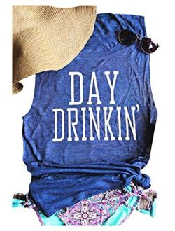 MK Shop Limited Women's Day Drinkin' Casual Tank Funny Letters Print Vest T-Shirt