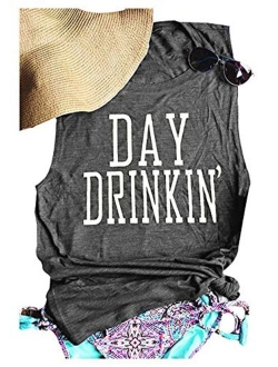 MK Shop Limited Women's Day Drinkin' Casual Tank Funny Letters Print Vest T-Shirt