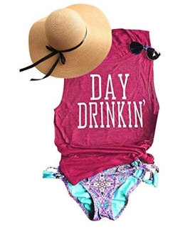 MK Shop Limited Women's Day Drinkin' Casual Tank Funny Letters Print Vest T-Shirt