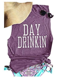 MK Shop Limited Women's Day Drinkin' Casual Tank Funny Letters Print Vest T-Shirt