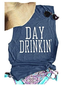 MK Shop Limited Women's Day Drinkin' Casual Tank Funny Letters Print Vest T-Shirt