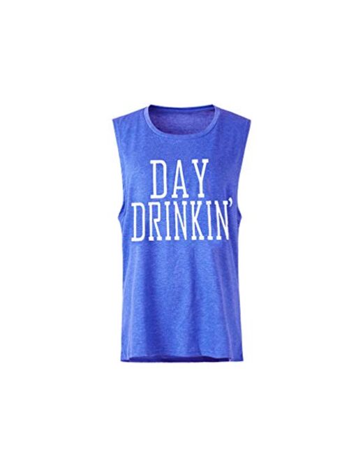 MK Shop Limited Women's Day Drinkin' Casual Tank Funny Letters Print Vest T-Shirt