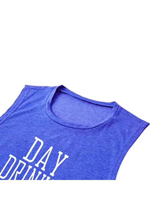 MK Shop Limited Women's Day Drinkin' Casual Tank Funny Letters Print Vest T-Shirt