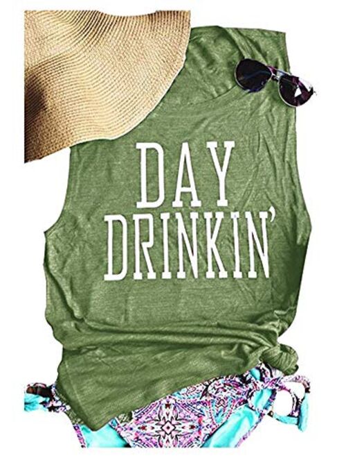 MK Shop Limited Women's Day Drinkin' Casual Tank Funny Letters Print Vest T-Shirt