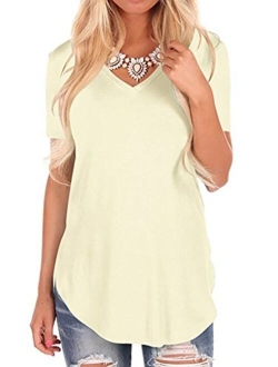 Fantastic Zone Women's Short Sleeve V-Neck Loose Casual Tee T-Shirt Tops