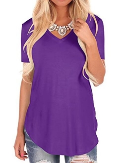 Fantastic Zone Women's Short Sleeve V-Neck Loose Casual Tee T-Shirt Tops