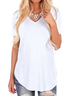 Fantastic Zone Women's Short Sleeve V-Neck Loose Casual Tee T-Shirt Tops