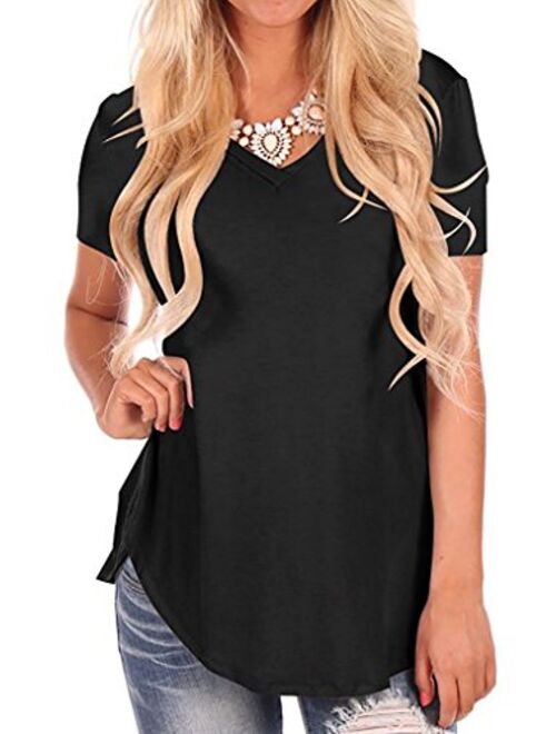 Fantastic Zone Women's Short Sleeve V-Neck Loose Casual Tee T-Shirt Tops