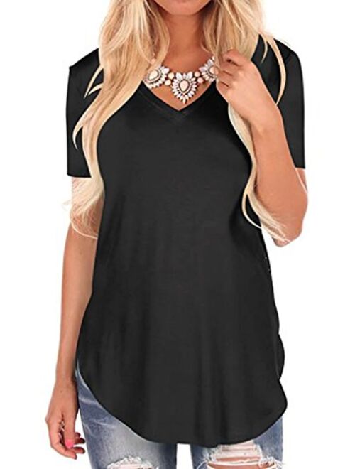 Fantastic Zone Women's Short Sleeve V-Neck Loose Casual Tee T-Shirt Tops