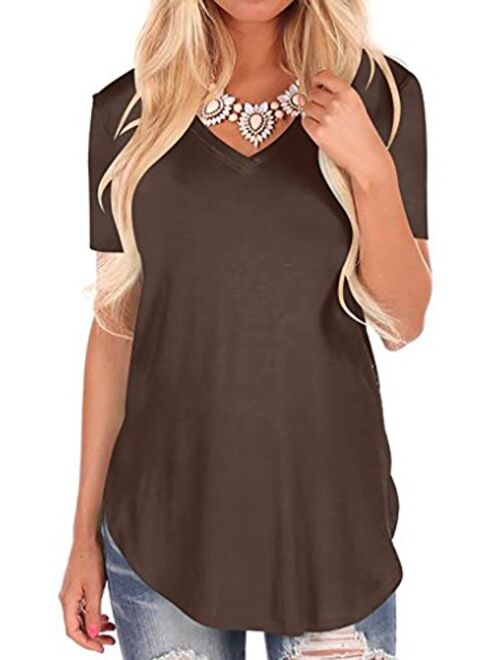 Fantastic Zone Women's Short Sleeve V-Neck Loose Casual Tee T-Shirt Tops