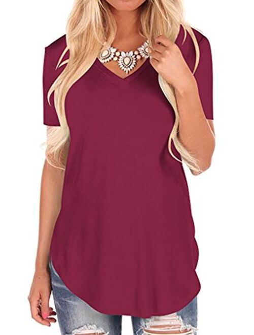 Fantastic Zone Women's Short Sleeve V-Neck Loose Casual Tee T-Shirt Tops