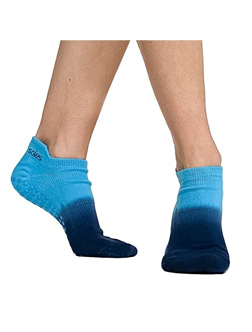 Great Soles Ombre, Sport, and Novelty Print Non Skid Socks for Women - Non Slip Grip Yoga Socks for Pilates, Barre, Ballet