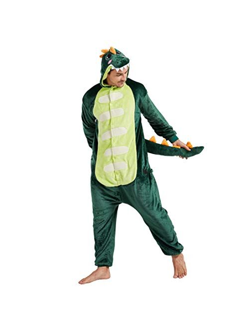 Afoxsos Adult Animal Pajamas Costume - Plush One Piece Cosplay Dinosaur Onesies Costume