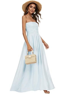 just quella Maxi Dresses for Women Summer Strapless Boho Beach Long Dress