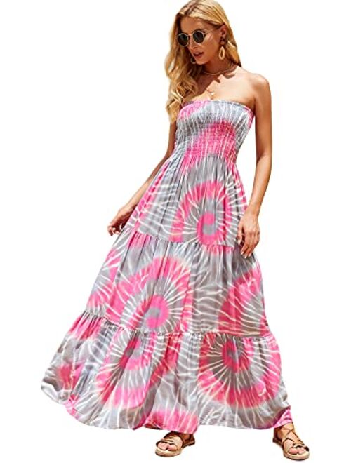 just quella Maxi Dresses for Women Summer Strapless Boho Beach Long Dress