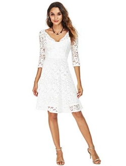 Atnlewhi Womens Vintage Lace Off Shoulder Puffy Swing Dresses Sexy Mini Dress for Party Cocktail