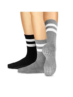 LA Active Grip Socks - Non Slip Casual Crew Socks - Ideal for Home, Indoor Yoga, and Hospital - for Men and Women