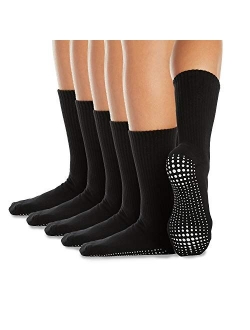 LA Active Grip Socks - Non Slip Casual Crew Socks - Ideal for Home, Indoor Yoga, and Hospital - for Men and Women