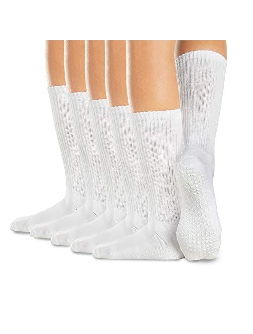 LA Active Grip Socks - Non Slip Casual Crew Socks - Ideal for Home, Indoor Yoga, and Hospital - for Men and Women