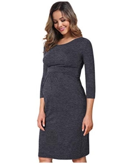 Coolmee Womens Maternity Dresses Casual Ruched Short Sleeve Irregular Bodycon Mini Dress for Women