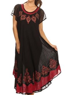 Sakkas Batik Hindi Cap Sleeve Caftan Dress/Cover Up