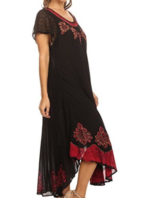 Sakkas Batik Hindi Cap Sleeve Caftan Dress/Cover Up