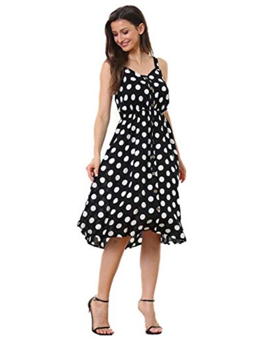 Simply Couture Women's Plus Size Casual Black Pink Flamingo Pattern Style Sleeveless A-Line Dress