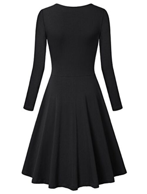 Lotusmile Women's Long Sleeve Elegant Vintage A Line Dress