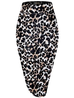 HyBrid & Company Women's Elastic Waist Stretchy Office Pencil Skirt with Beautiful Prints