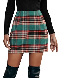 Women's Plaid High Waist Bodycon Mini Skirt