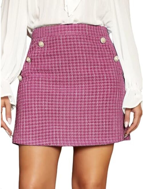 Floerns Women's Plaid High Waist Bodycon Mini Skirt