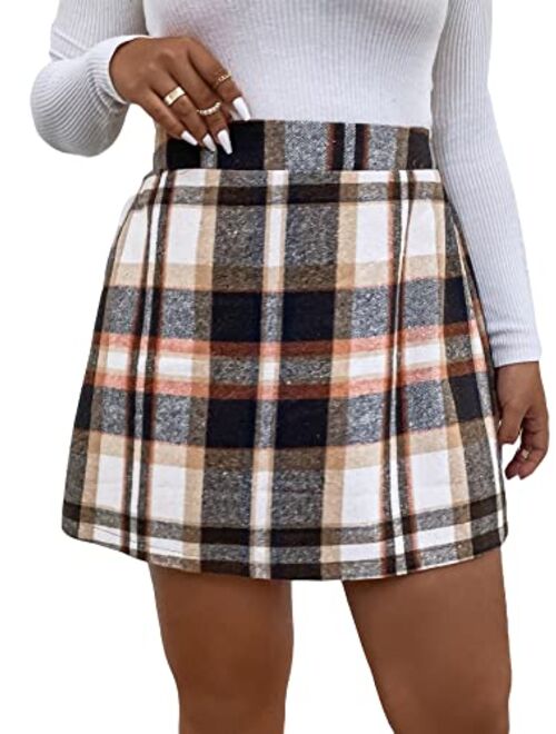 Floerns Women's Plaid High Waist Bodycon Mini Skirt