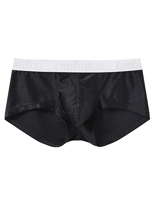 ZONBAILON Men's Sexy Underwear Bulge Pouch Ice Silk Underpants Low Rise  Trunks Short Leg Boxer Briefs 