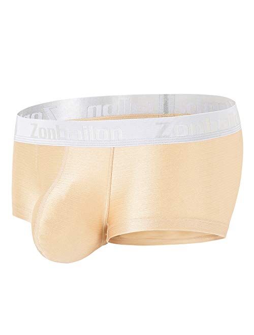 ZONBAILON Men's Sexy Underwear Bulge Pouch Ice Silk Underpants Low Rise Trunks Short Leg Boxer Briefs