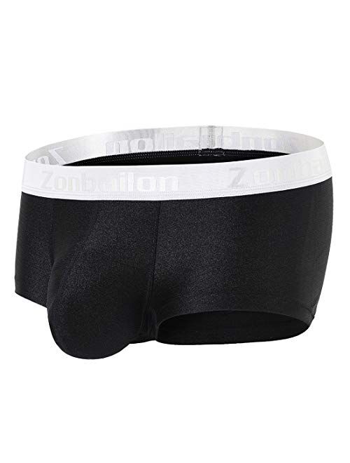 ZONBAILON Men's Sexy Underwear Bulge Pouch Ice Silk Underpants Low Rise Trunks Short Leg Boxer Briefs