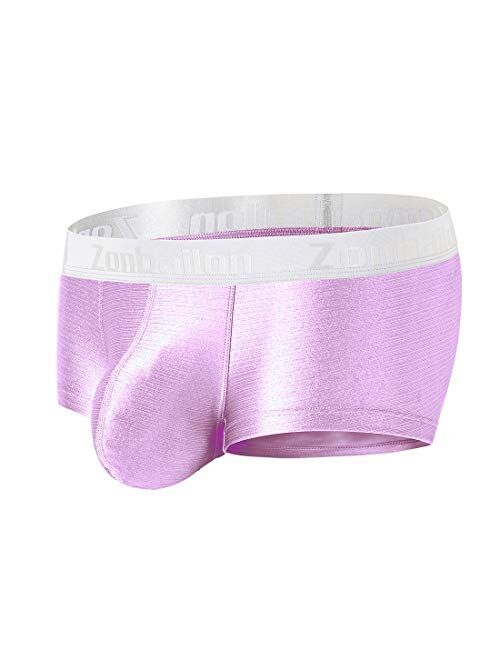 ZONBAILON Men's Sexy Underwear Bulge Pouch Ice Silk Underpants Low Rise Trunks Short Leg Boxer Briefs