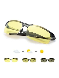 TJUTR Men's Photochromic Sunglasses with Polarized Lens for