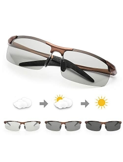 TJUTR Men's Photochromic Sunglasses with Polarized Lens for Outdoor 100% UV Protection, Anti Glare, Reduce Eye Fatigue