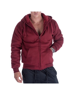 Gary Com Heavyweight Sherpa Hoodies for Men, Thick Fleece Lined Full Zip Up Winter Warm Sweatshirts Work Jackets