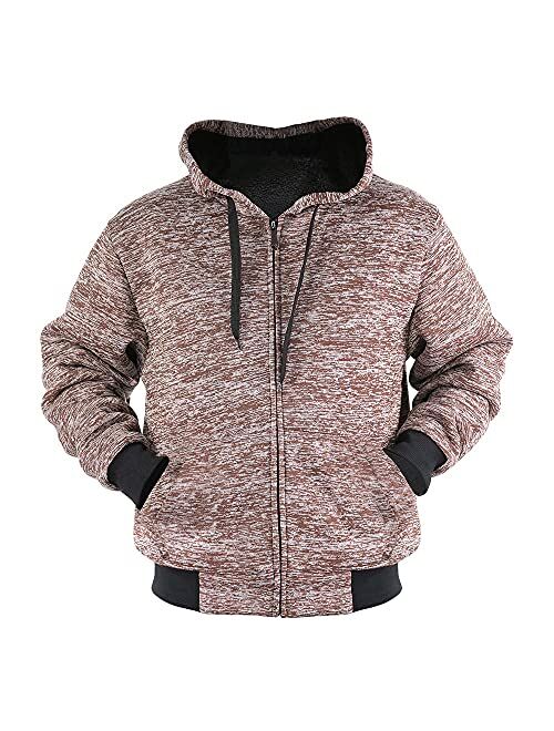 Gary Com Heavyweight Sherpa Hoodies for Men, Thick Fleece Lined Full Zip Up Winter Warm Sweatshirts Work Jackets